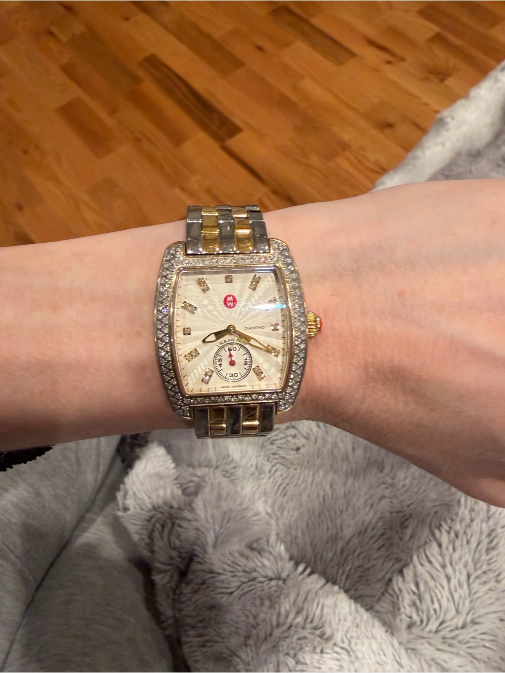 Michele Watch TwoTone Gold And Silver Womens Diamond Accent Watch